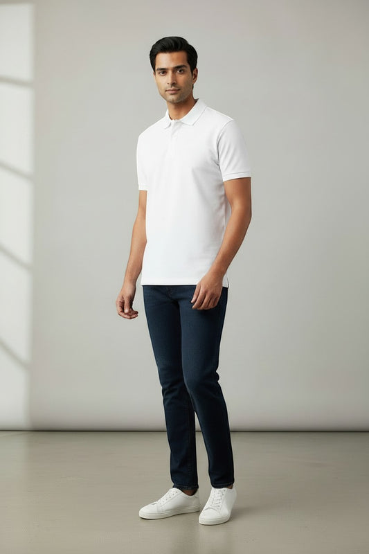 Raizen White Men's Polo
