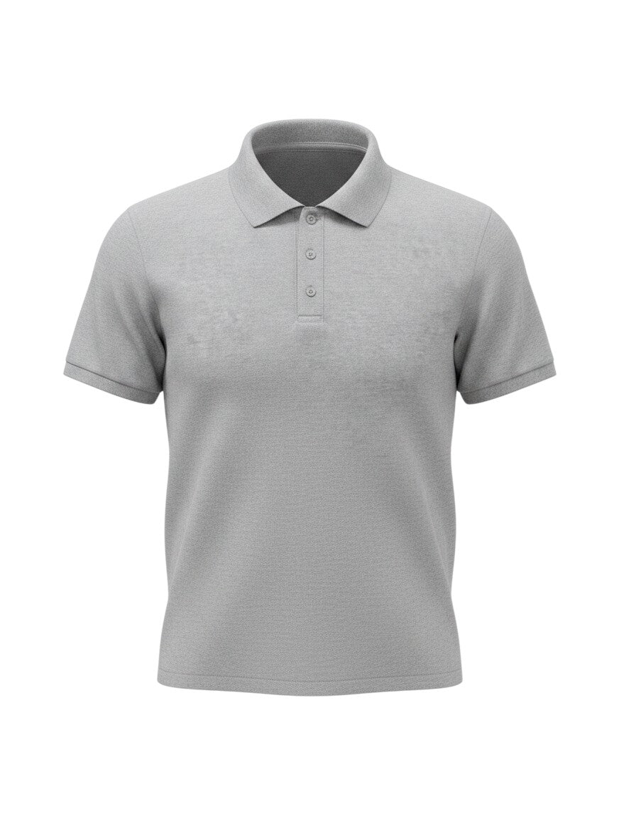 Home Kind grey 100% cotton polo shirt with textured finish, regular fit, and structured collar.