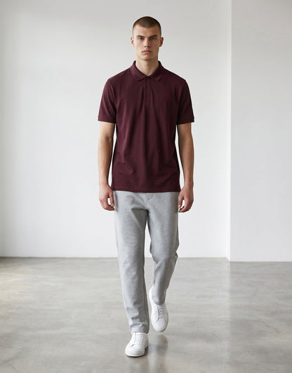 Home Kind maroon 100% cotton polo shirt with a structured collar and button placket.