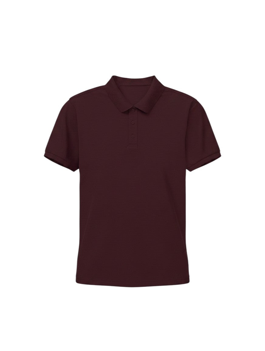 Home Kind maroon 100% cotton polo shirt with a structured collar and button placket.