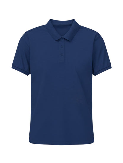 Home Kind royal blue 100% cotton polo shirt with a textured finish, regular fit, and structured collar.