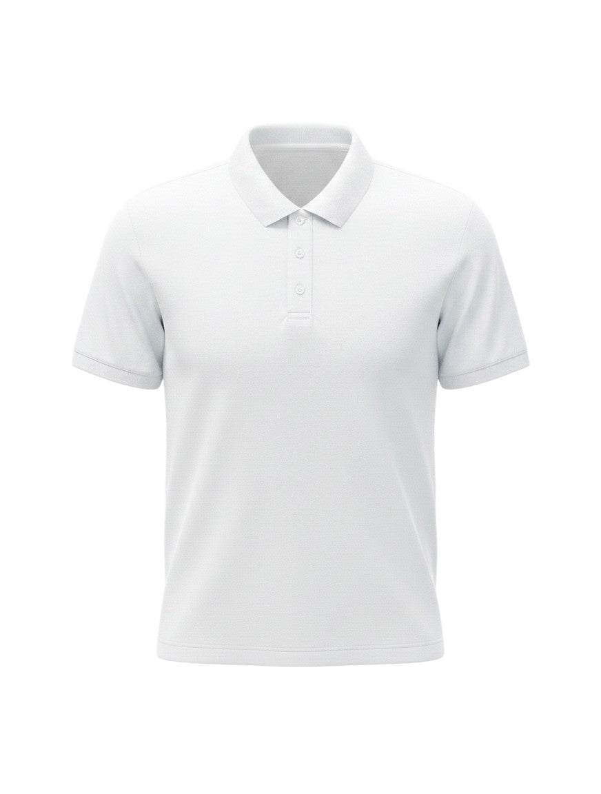 Home Kind white 100% cotton men's polo shirt with a textured finish and regular fit.