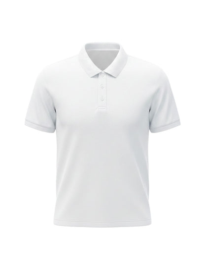 Home Kind white 100% cotton men's polo shirt with a textured finish and regular fit.